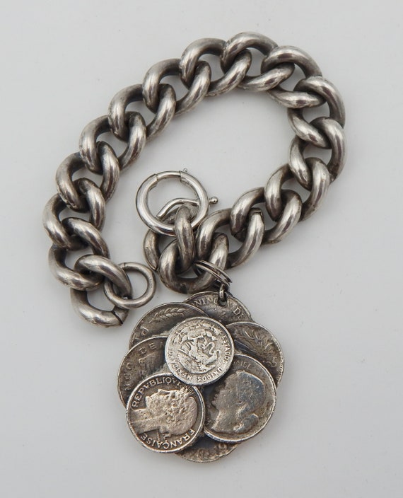 NAPIER Charm Bracelet - Faux Foreign Coins - image 3