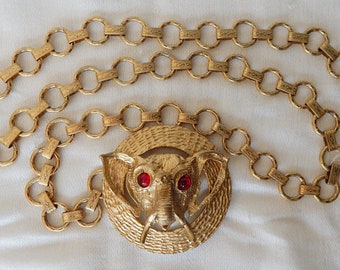 Vintage Gold Anne Klein Elephant Chain Belt /40” / Retro  display picture 1