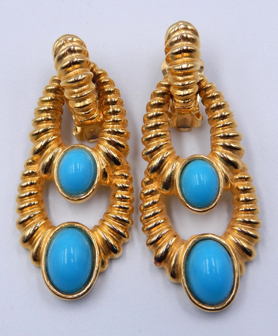 CARLYLE Statement Faux Turquoise Earrings - Gorge… - image 3