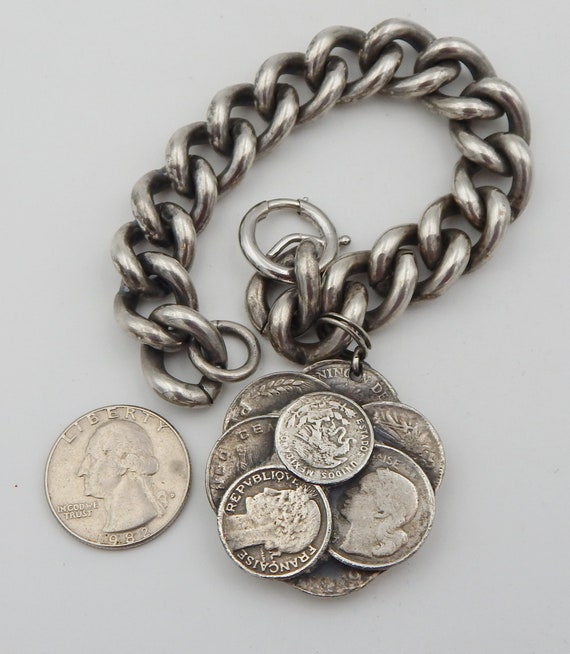 NAPIER Charm Bracelet - Faux Foreign Coins - image 9