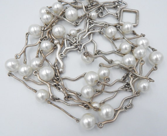 BICHE DE BERE Vintage Modernist Multi Link Pearl … - image 5