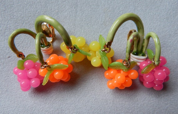 CASTLECLIFF Delightful Fruit Pin Chandelier Earri… - image 8