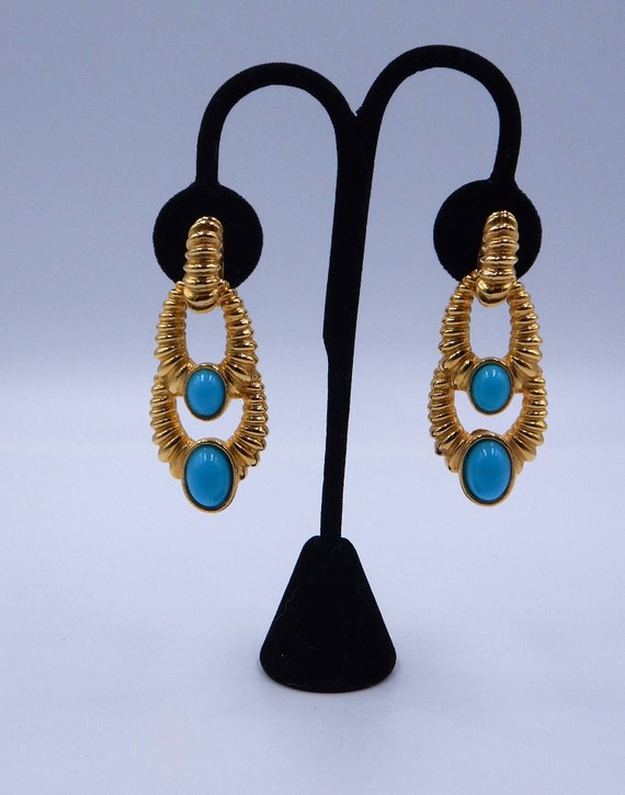 CARLYLE Statement Faux Turquoise Earrings - Gorge… - image 2