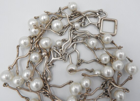 BICHE DE BERE Vintage Modernist Multi Link Pearl … - image 7