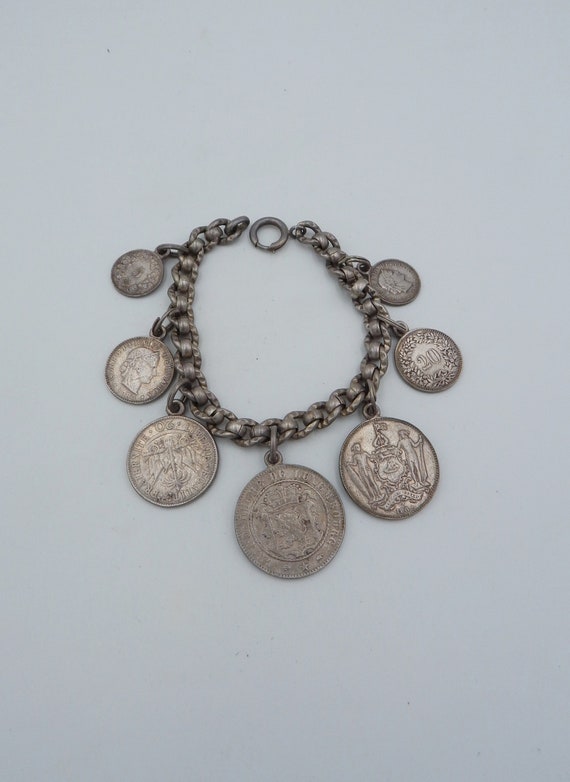 NAPIER Charm Bracelet European Coins Faux - World… - image 1
