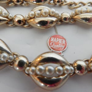 NAPIER Pearl Gold Wash Necklace - Original Hang Tag 1949