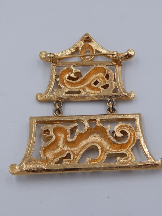 MONET Dragon Pogoda Asian Influence Brooch Pin - … - image 5