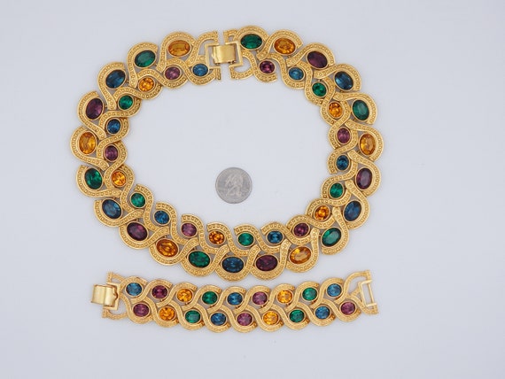 NAPIER Yellow Green Purple Blue Rhinestone Stateme