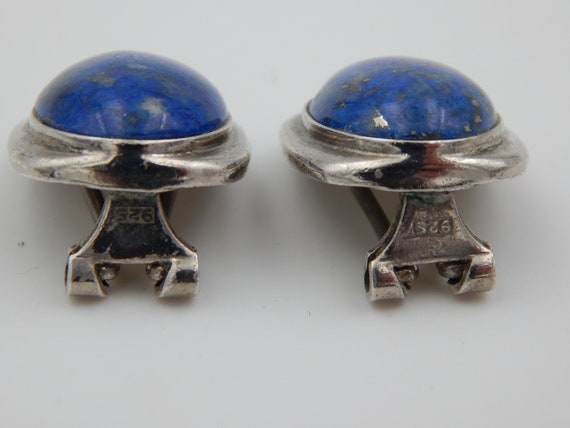 STERLING 925 Lapis (?) Mid Century Style Earrings… - image 6