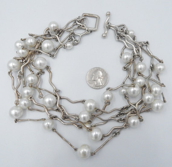 BICHE DE BERE Vintage Modernist Multi Link Pearl … - image 4