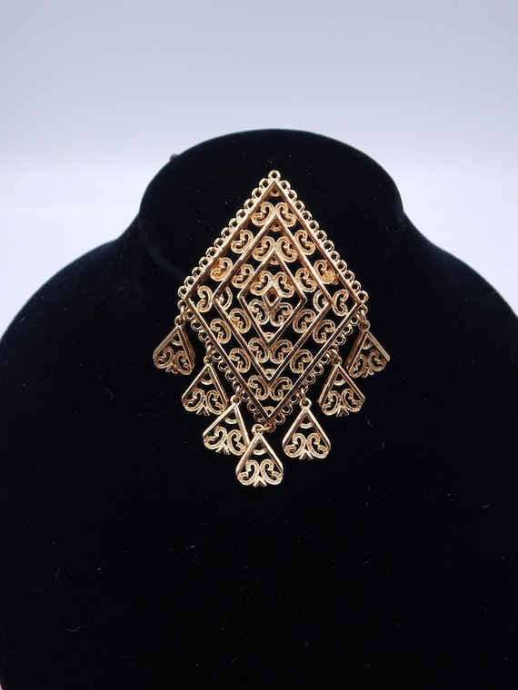 MONET Dramatic Statement Filigree Pin Brooch - St… - image 1