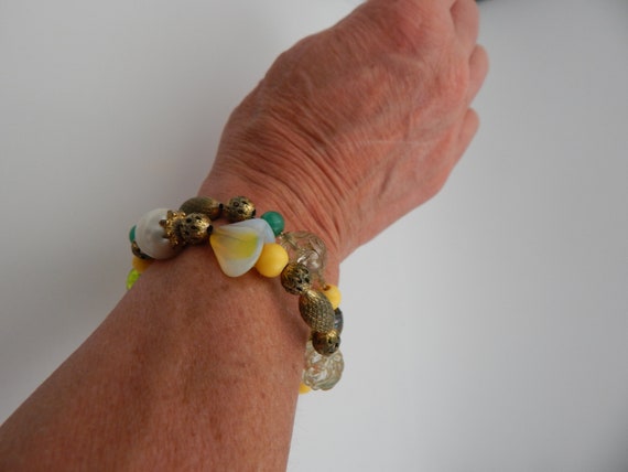 GEOFFREY BEENE by Kramer Art Glass Wrap Bracelet … - image 9