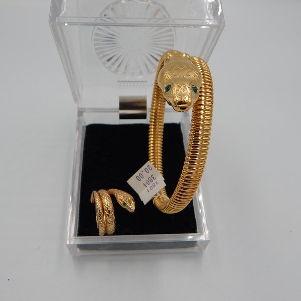 NAPIER Arm Snake Bracelet & Ring - Original Tag Egyptian Revival