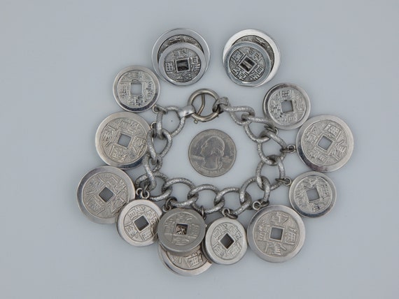 NAPIER Asian Coin Charm Bracelet& Earrings - Dori… - image 3