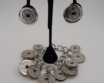NAPIER Asian Coin Charm Bracelet& Earrings - Doris Day Jewelry Line