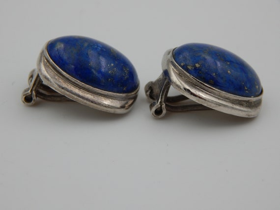 STERLING 925 Lapis (?) Mid Century Style Earrings… - image 4