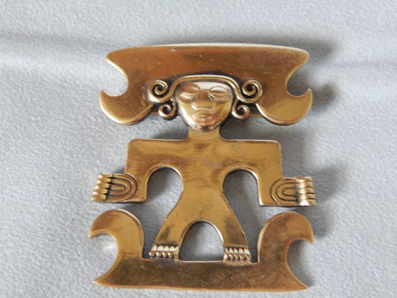 TRIFARI Aztec Mayan Stylized Pin Brooch - Abstract - image 5