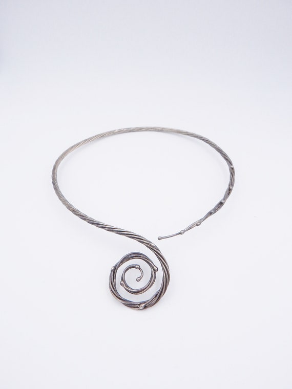 Andrea Pope Sculpture Necklace: Silver-Plated Copper Wire Art, 1997