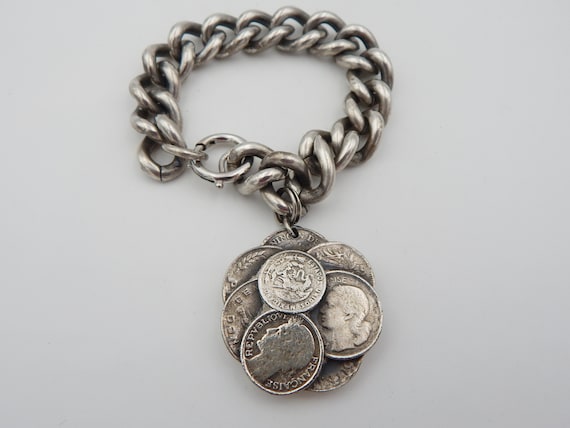 NAPIER Charm Bracelet - Faux Foreign Coins - image 1