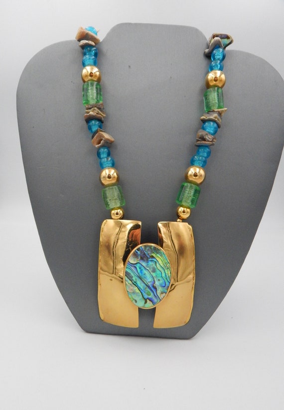 FLORELLE Designer Artesian Statement Necklace - N… - image 2