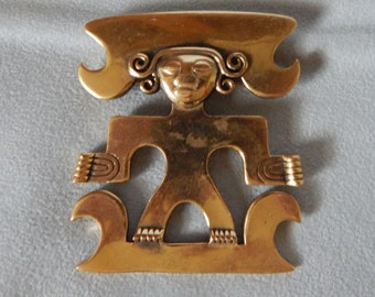 TRIFARI Aztec Mayan Stylized Pin Brooch - Abstract