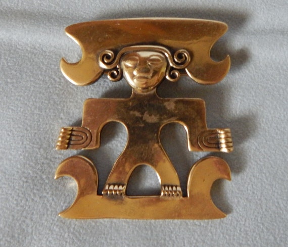 TRIFARI Aztec Mayan Stylized Pin Brooch - Abstract - image 1