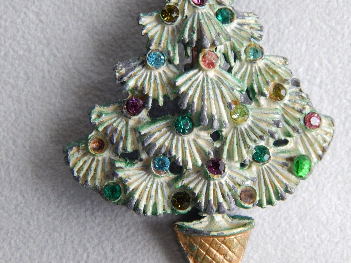 Vintage Christmas Tree Pins Two Eras Wear Repair Craft Etsy