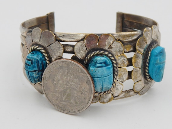 EGYPTIAN REVIVAL Scarab Cuff Bracelet - image 10