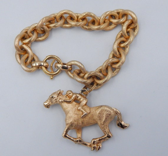 NAPIER Jockey on Horse Charm Bracelet - Kentucky … - image 3