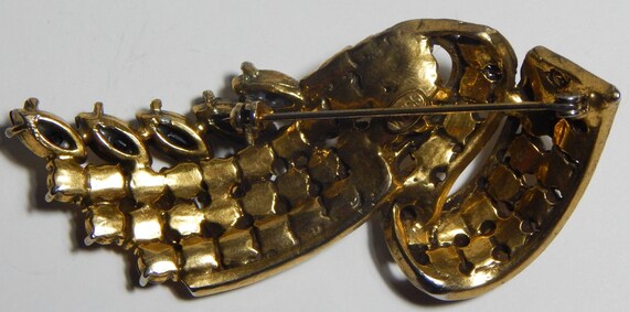 Weiss Aurum Rhinestone Pin Brooch - Gold Sparkle - image 4