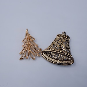 NAPIER Christmas Tree & Bell - Open Work Filigree