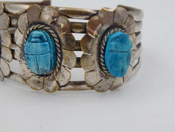 EGYPTIAN REVIVAL Scarab Cuff Bracelet - image 5