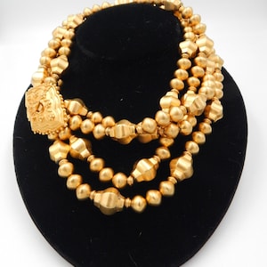 Karl Lagerfeld Statement Beaded Multi Strand Necklace - Golden Goddess