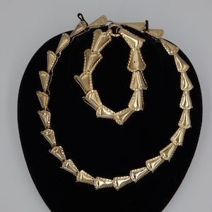 NAPIER Necklace & Bracelet Sculptural Art Deco Gold Plated - 1950
