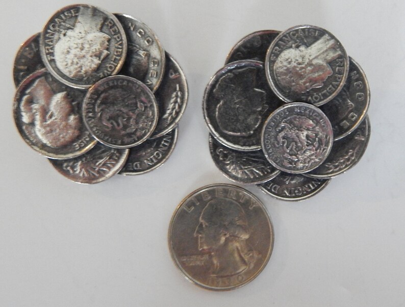 Amazing NAPIER Foreign Coin Charm Bracelet and Matching Earrings Unusual Piece