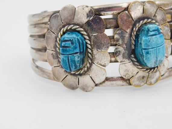 EGYPTIAN REVIVAL Scarab Cuff Bracelet - image 4