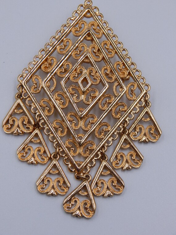 MONET Dramatic Statement Filigree Pin Brooch - St… - image 4