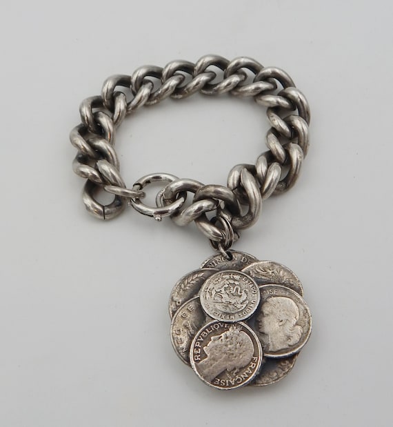 NAPIER Charm Bracelet - Faux Foreign Coins - image 2