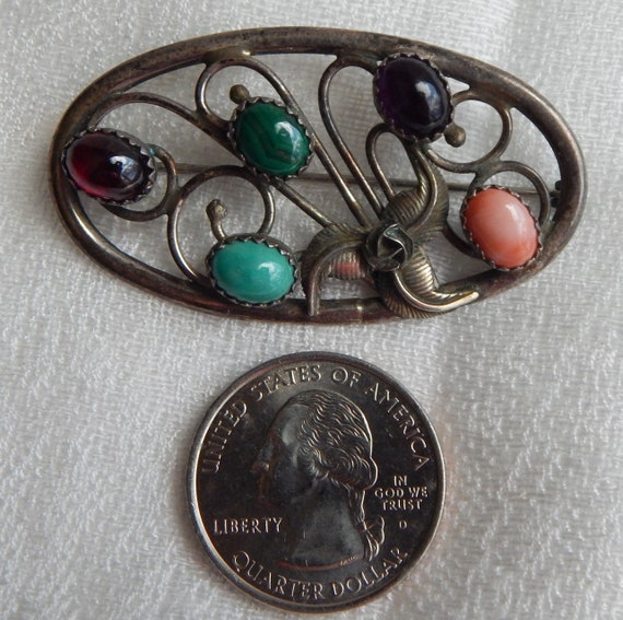 SOUTHWESTERN Sterling Design Pin - Pretty Cabocho… - image 10