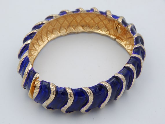 CASTLECLIFF Enamel Hinged Cuff - Striking Blue Go… - image 7