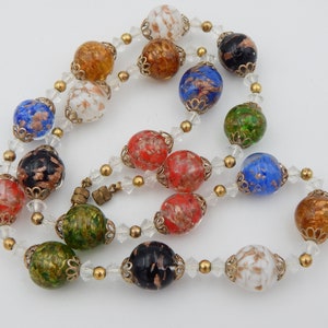 MURANO Venetian Aventurine Glass Bead Necklace - Blue, Red, Green, White, Red, Black