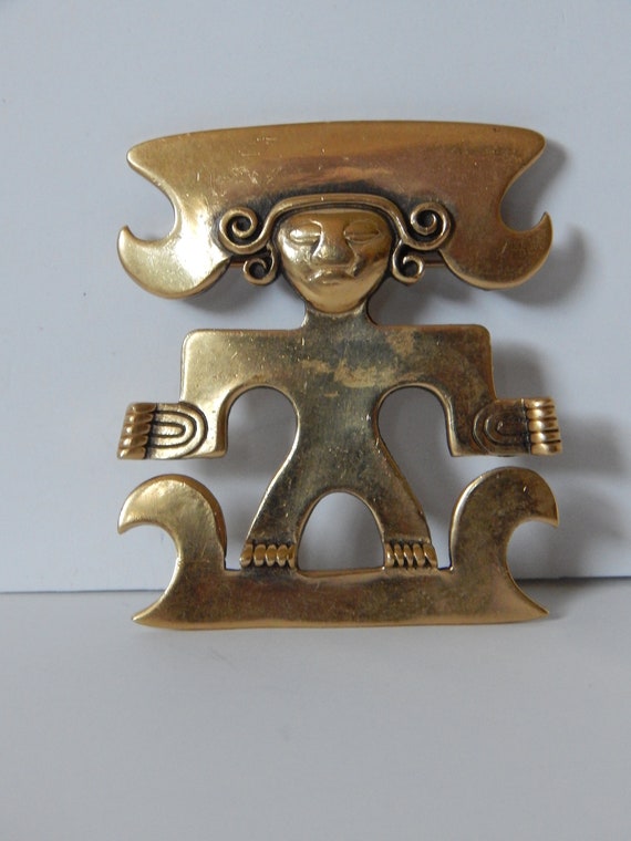 TRIFARI Aztec Mayan Stylized Pin Brooch - Abstract - image 3