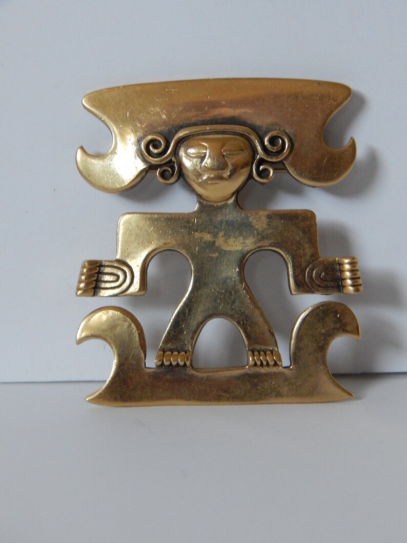 TRIFARI Aztec Mayan Stylized Pin Brooch Abstract - Etsy