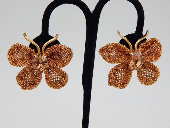 NAPIER Butterfly Earrings - Mesh & Rhinestones