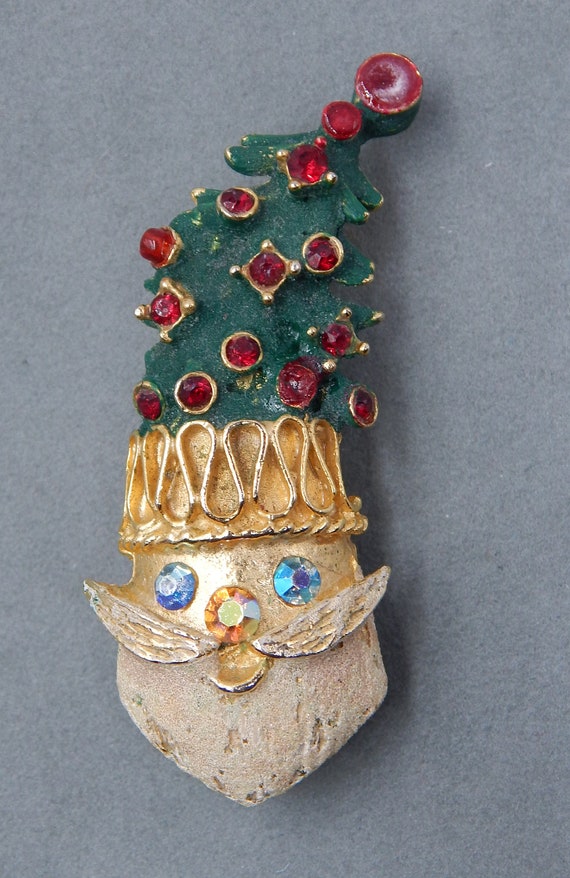 UNSIGNED Santa Christmas Tree Pin - Unusual Uniqu… - image 2