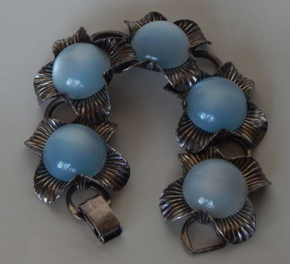 NAPIER Blue Moonglow Moonstone Bracelet - 1950s - image 2