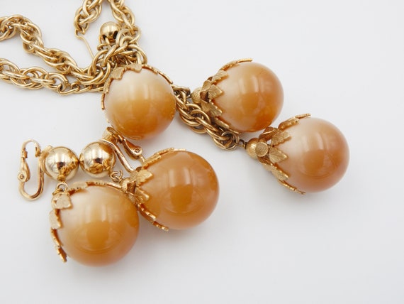 NAPIER Moonglow Champagne Drop Necklace Earrings - 1950 Set View 5