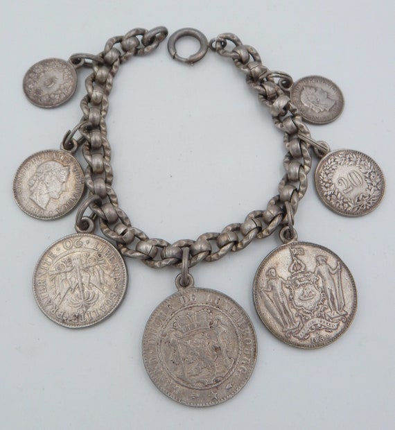 NAPIER Charm Bracelet European Coins Faux - World… - image 2