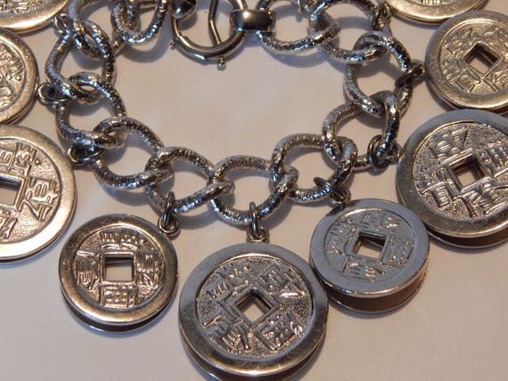 NAPIER Asian Coin Charm Bracelet& Earrings - Dori… - image 6