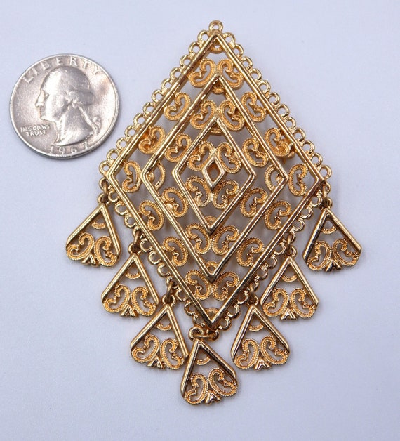 MONET Dramatic Statement Filigree Pin Brooch - St… - image 5